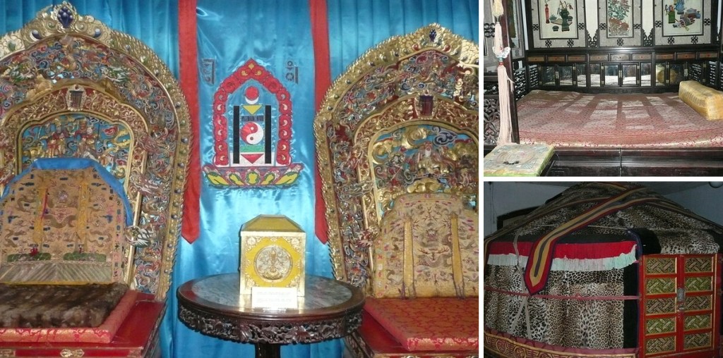 Bogd Han ve kraliçenin tahtları, Bogd Han’ın yatağı ve kraliyet gerinin içi